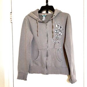 Split Destructed Zip-Up Hoodie